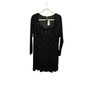 Hot Topic Social Collision Cosmic Aura Pumpkin Whimsygoth Dress 3 3X Damask Velv